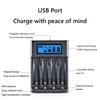4 Slots LCD Display Smart LCD Charger Independent Slot Fast Charger USB Input for NI-MH /NI-CD AA AAA 1.2V Rechargeable Battery