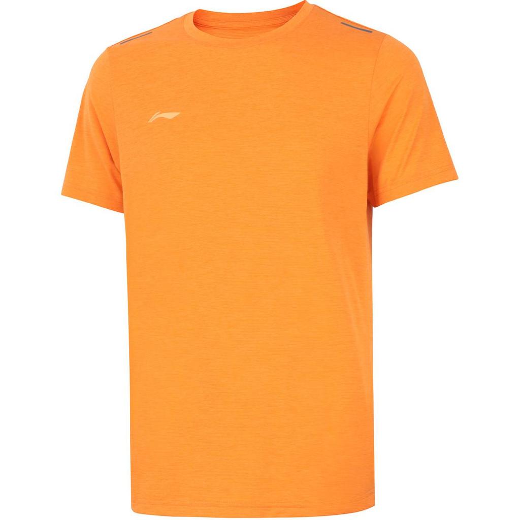 Li Ning Running Series Solid Color Logo Round Neck Comfortable Breathable Short Sleeve T-Shirt Men Tops Orange ATSU551-7