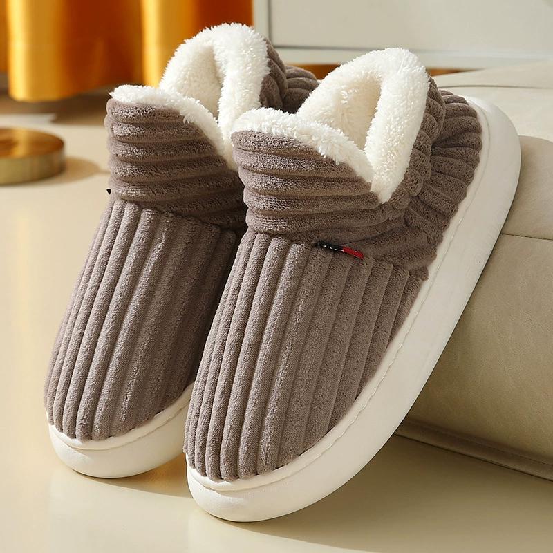 Fashion Shevalues Winter Plush Lining Slippers For Women Men Fashion Platform Slippers Cozy Home Boots Fluffy Warm Outdoor Ankles Shoes
