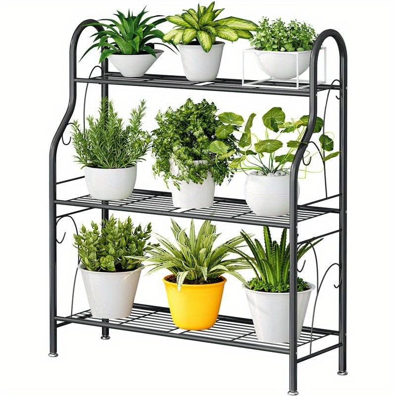 

3-ярусная прочная многоцелевая полка из кованого железа - Напольная стойка для хранения обуви, книг, кухни и одежды, простая сборка