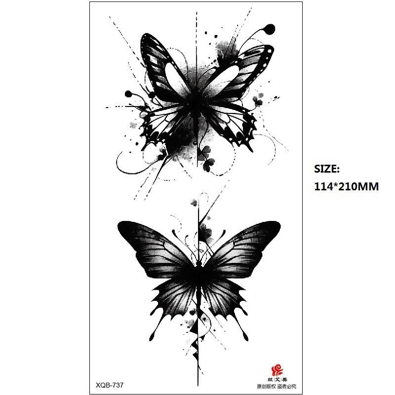 Emmy Black Series Butterfly Rose Flower Tattoo Sticker Set Water Transfer Paper