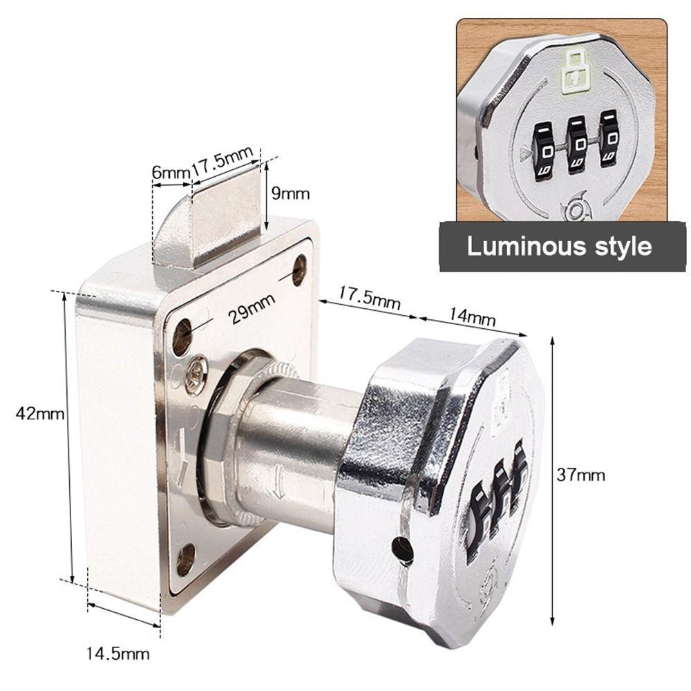 

Новый кодовый замок для ящика из цинкового сплава, светящийся 3-цифровой кодовый пароль, противоугонная фурнитура для шкафа, кодовый замок для шкафа Style 1 серебряный