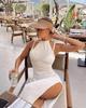 European-American Bestseller: Double-Side Slit Spaghetti Strap Knit Dress