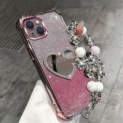 Luxury Bracelet Glitter Shockproof Phone Case For Xiaomi POCO X7 14T Pro Redmi Note 14 Pro Plus 14C 4G 5G Love Heart Mirror Case