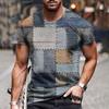 New Denim Pattern 3D Men's T Shirt Summer Short Sleeve O-Neck Pullover Fashion Street Sportwear Oversized Casual Male Clothing