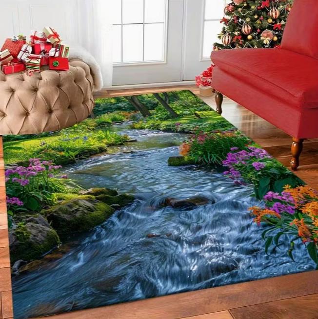 

Forest and Waterfall Mat for Indoor Living Room Bedroom Daycare Terrace Garden Decoration Home Outdoor Carpet Decoration 40x60cm