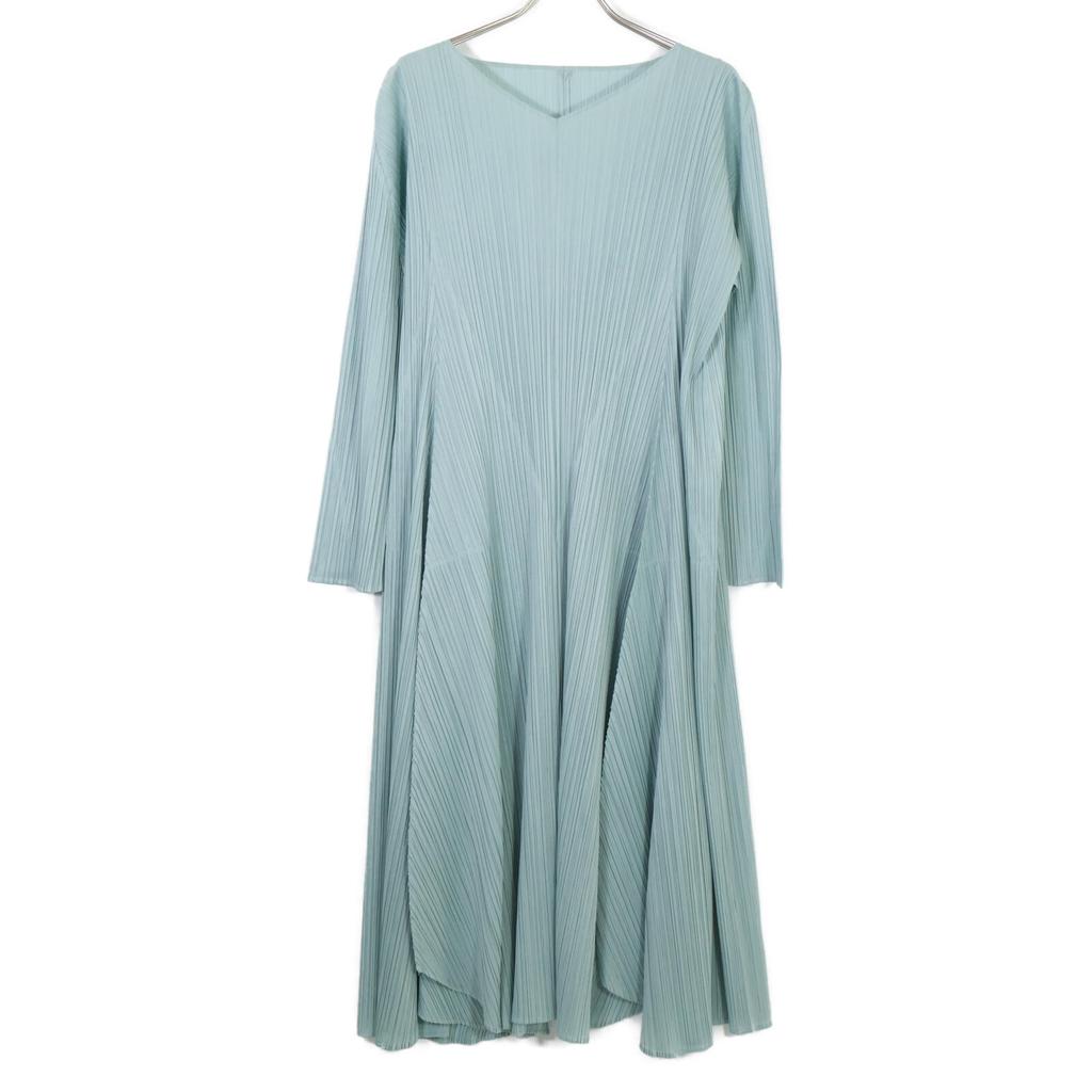 PLEATS PLEASE Light Green PP13-JH166 21AW Pleated Dress dress 4 blueUsed