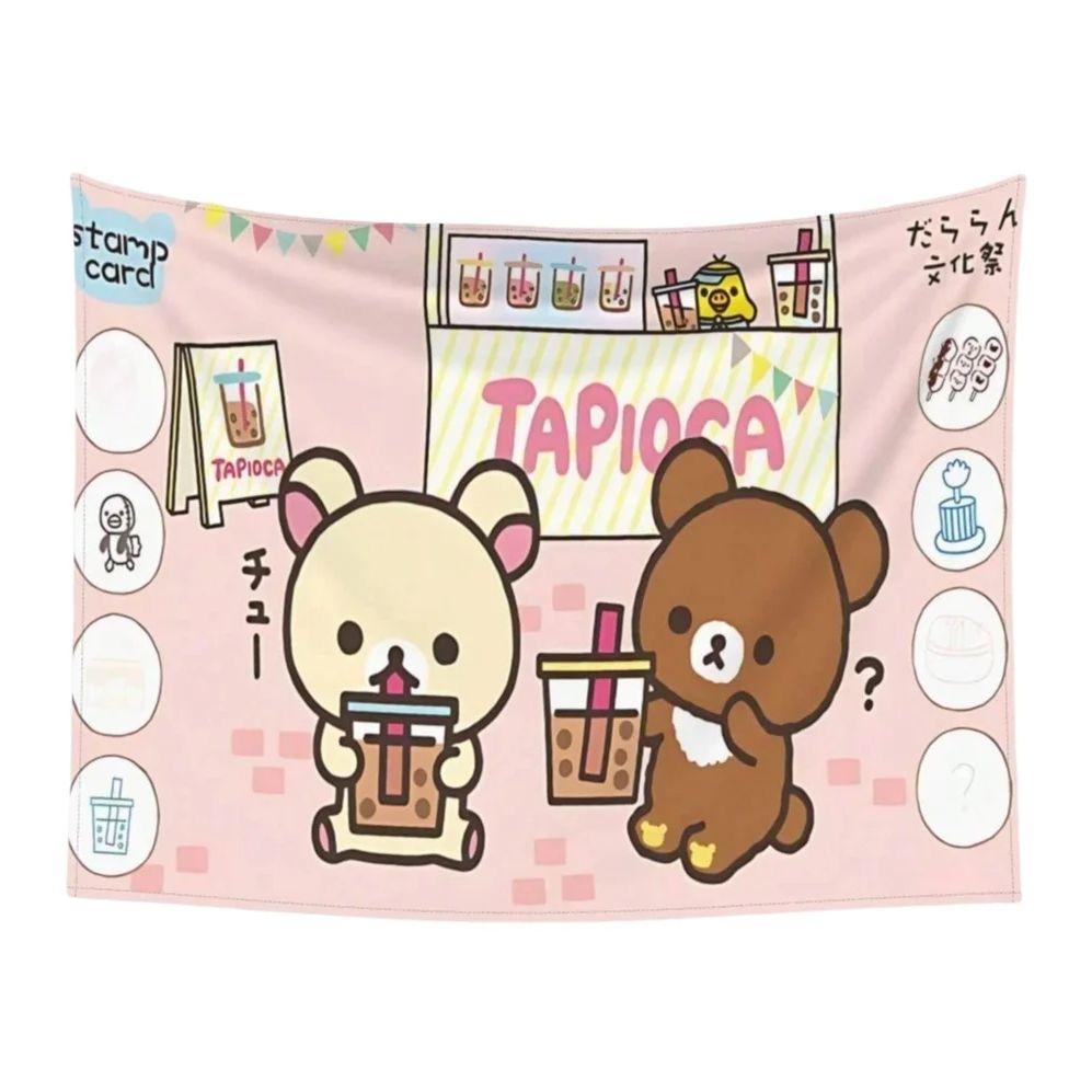 

1pc Kawaii Bear Wall Hanging Polyester 2D Flat Print for Bedroom Cafe Japanese Character Art Great Festival Gift for Kawai 74x94cm(29x37in)