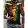Lion Pattern Men's Street T-Shirt Short Sleeve Animal 3D Printed Fashion Hip Hop Male Tee O-Neck Casual Tops