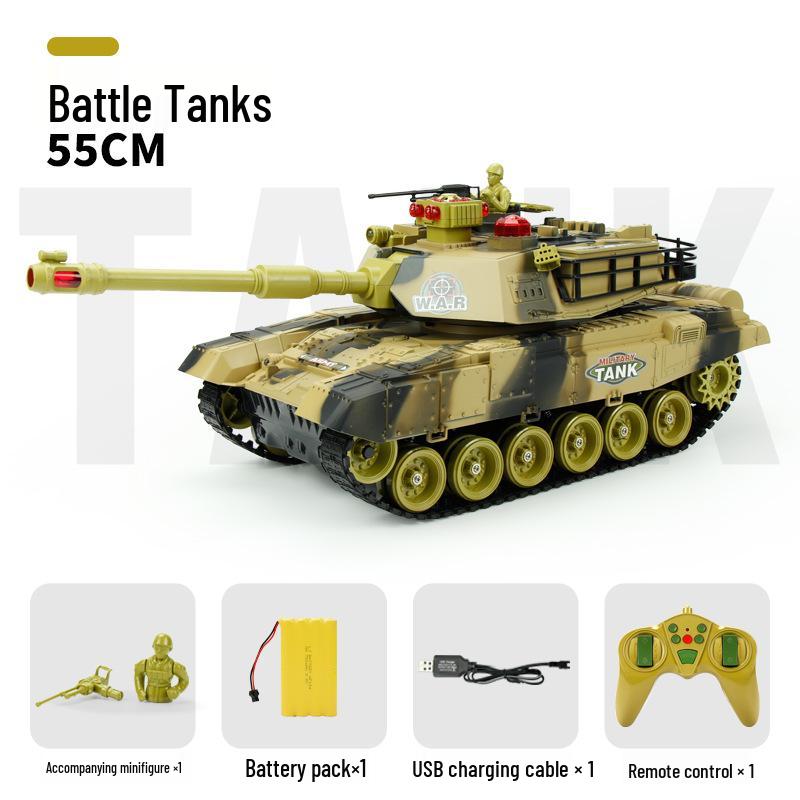 Large RC Parent-Child Tank Battle Toy: Rechargeable, Tracked Off-Road 2.4G Cannon Vehicle