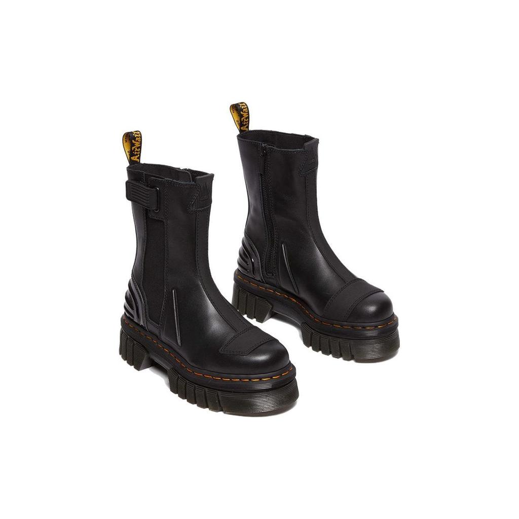 Dr. Martens Leather Casual Round Toe Short Chelsea Boots Women Boots Black 30973001