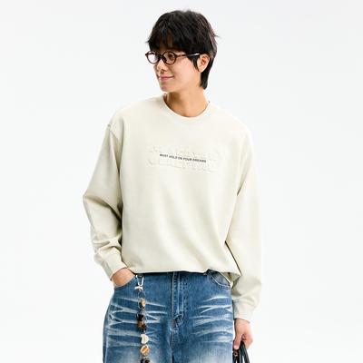 Men's Autumn Loose Casual Hoodie, Trendy Letter Design, Versatile Black or Apricot, In Stock with Tag, Pullover Style.