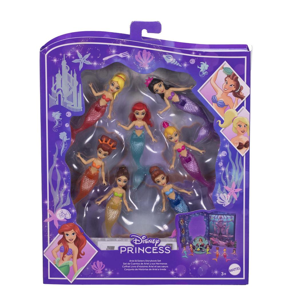 Mattel Disney Princess Ariel 7 End Story Book 7 Mini Dress Up Ages 3 and Multi HLW96 Set, Dolls, Dolls/House, Play/Pretend Play, Up,