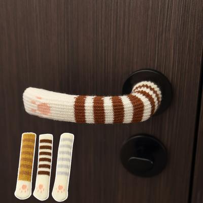 3pcs Thickened Door Handle Covers Cute Plush Fabric Secure Non-Detachable Anti-Collision Door Stops Easy Installation for Entrance Doors Bedroom Doors