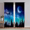 2-Piece 3D Printed Light-Filtering Thermal Curtains for Bedroom & Living Room with Noise Reduction and Rod Pocket