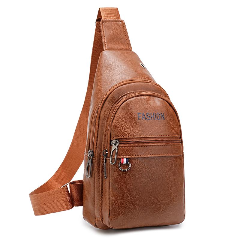 

Мужская нагрудная сумка из ПУ через плечо хаки