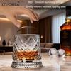 1 Stück rotierendes Whiskyglas 360 Grad drehendes Kristall-Bierglas dicker Boden für Bourbon und Scotch Whisky ein einzigartiges Geschenk für Männer
