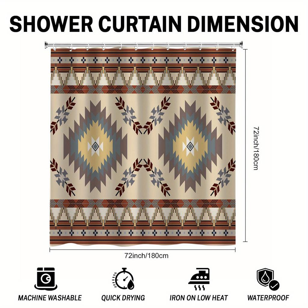 Aztec Tribal Shower Curtain - Anti-Mold, Waterproof Bathroom Decor, Unique Gift, Stylish Design, Durable