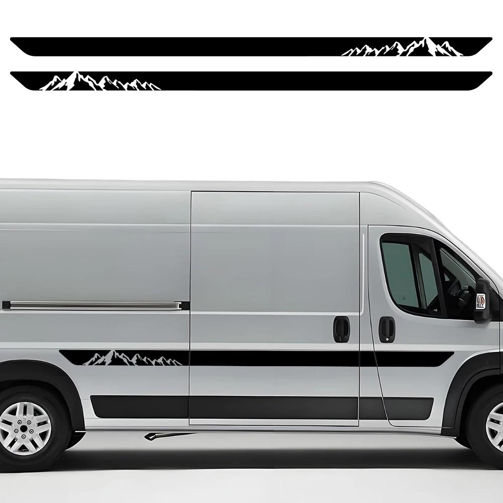 Car Side Stripe Stickers For Fiat Ducato L3 L4 (2006-On) Camper Motorhome Van Vinyl Mountain Tree Decoration Decals Accessories