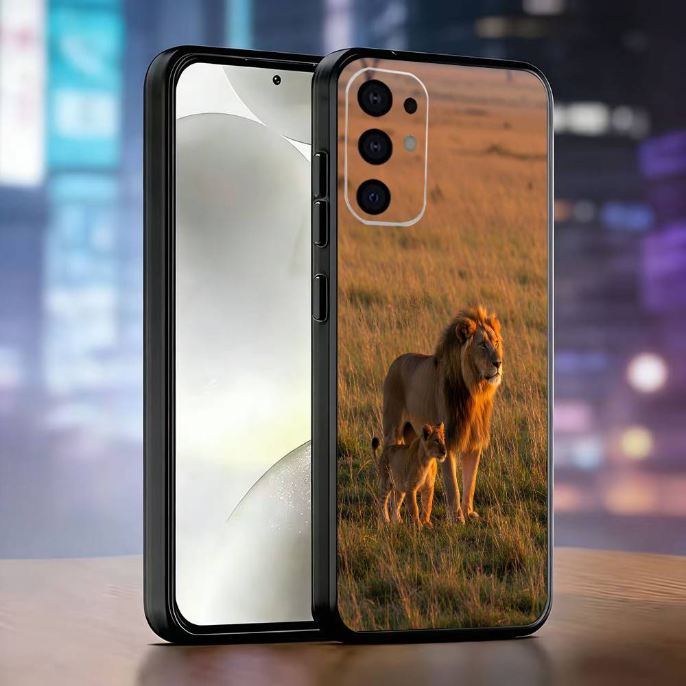 Lion Theme Phone Case For Samsung S25,S24,S21,S22,S23,S30,Ultra,S20,Plus,Fe,Soft Silicone Black Cover