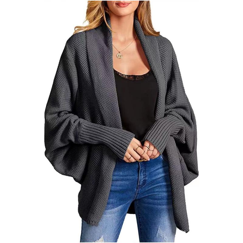 Women's Knitted Shawl Sweater Bat Sleeve Large Size Knitted Cardigan Sweater Coat