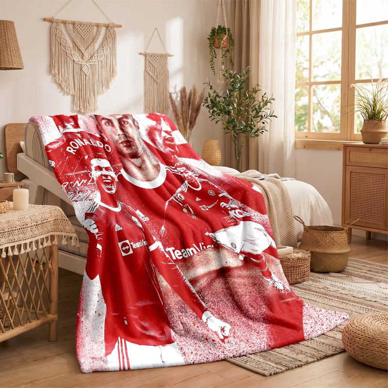 Cristiano Ronaldo Print Flannel Blanket Soft Warm Sofa Bed Throw Blanket For Home Office Bedroom