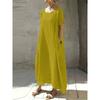 Fashion Women Dress Ladies Skirt Ice Silk Wrinkle Loose Plus Size Round Neck Short Sleeve Dress