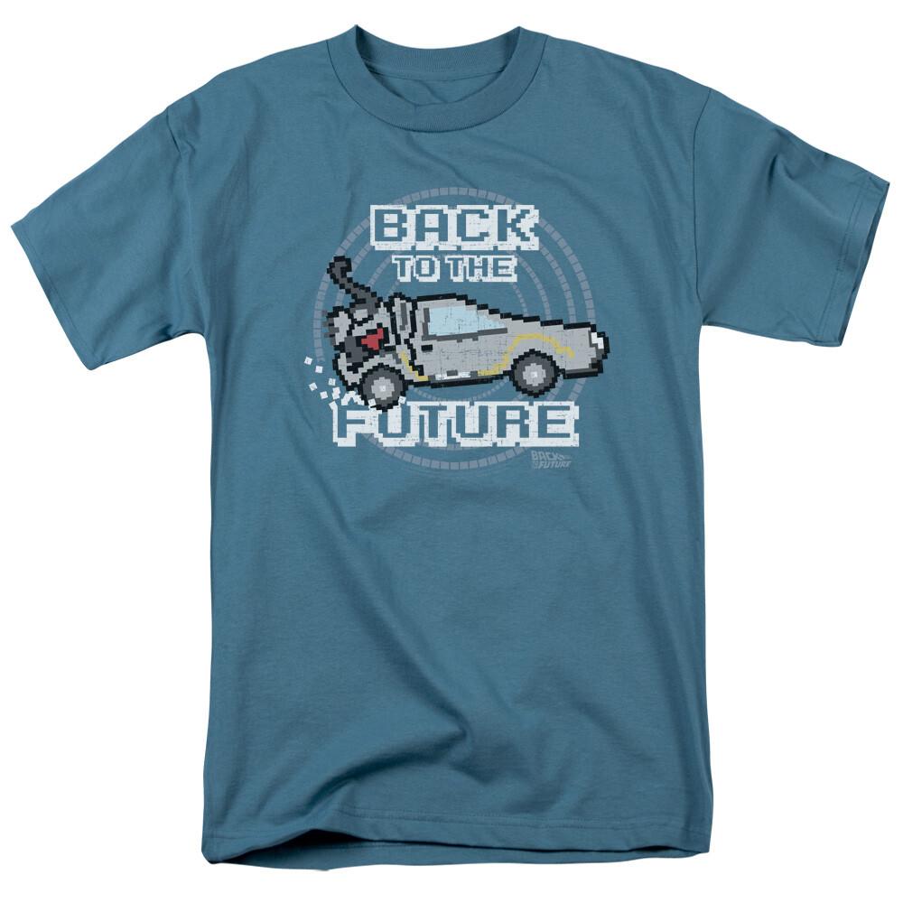 Back to the Future 8 Bit Future T Shirt Mens Licensed Retro Movie Tee Slate XXL