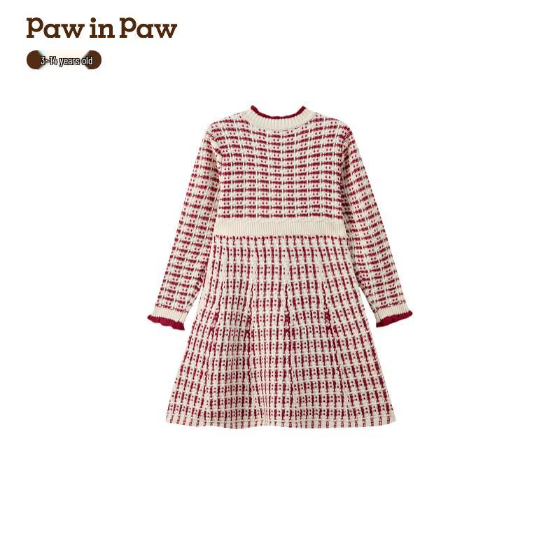 PawinPaw Girls' Cartoon Bear Knit Sweater Dress