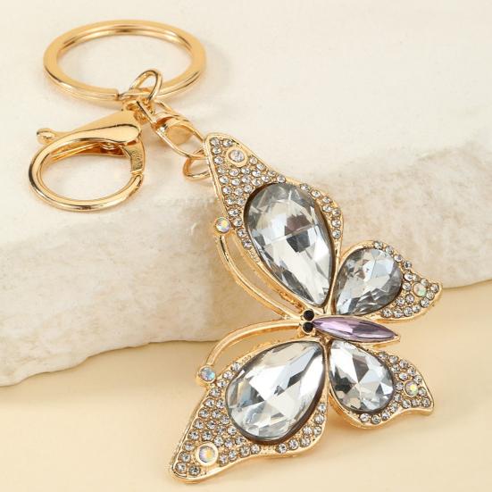 Light Luxury Butterfly Keychain Crystal Pendant Rhinestone Butterfly Keychain Colorful Diamond Butterfly Pendant Sparkling Bag Charm Gift for Women