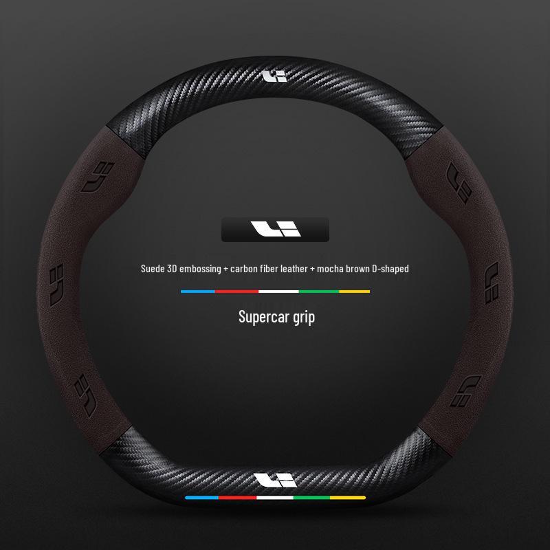 Ideal Steering Wheel Cover – Genuine Leather & Suede, Carbon Fiber, Four Seasons Compatible (Models: ONE L9, L8, L7, L6 MEGA)