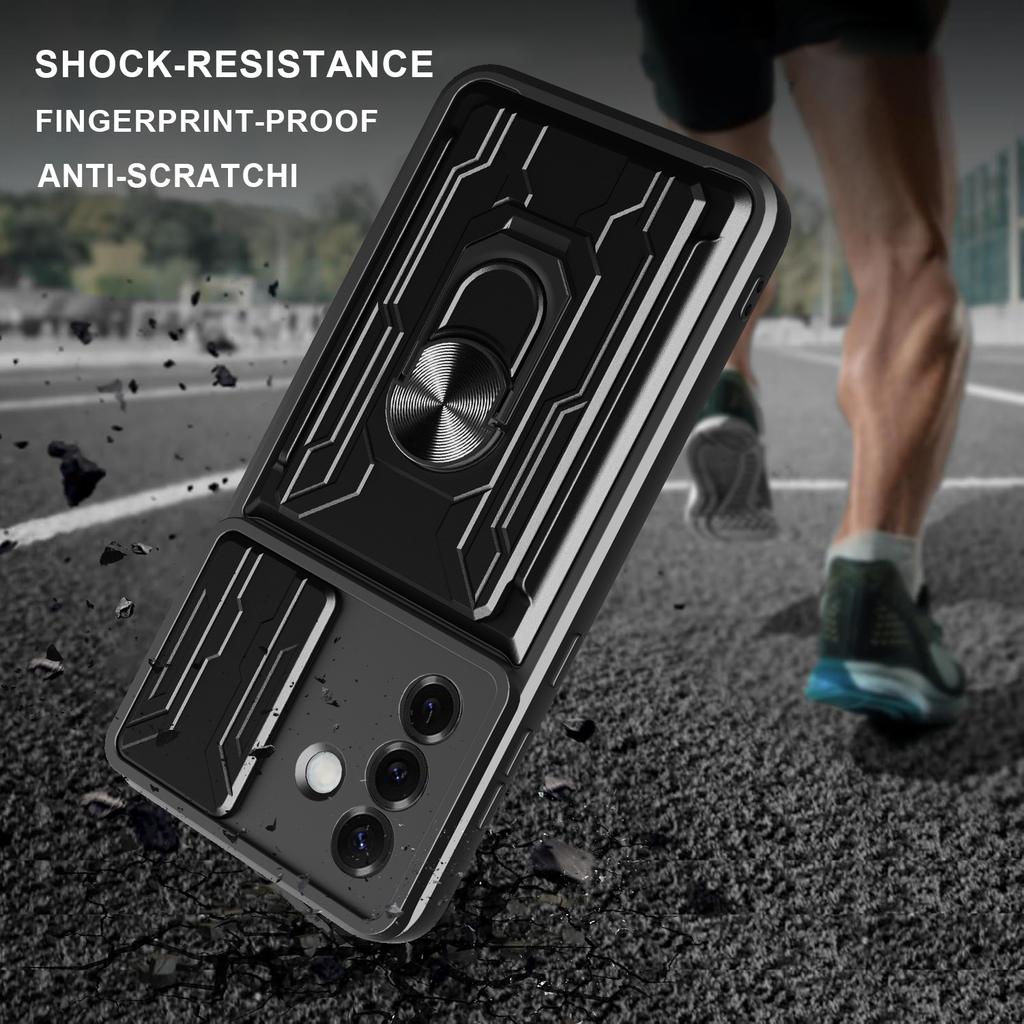 For Samsung Galaxy S25+ Case PC+TPU Kickstand Phone Back Cover with Camera Slider