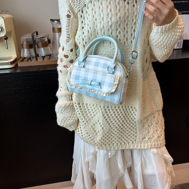 Premium Bag Women's Summer New Fashion Plaid Messenger Bag Premium Bowling Bag