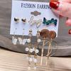 IF ME Fashion Butterfly Gold Earring Set Retro Pearl Pendant Stud Earrings Women Jewelry Accessories