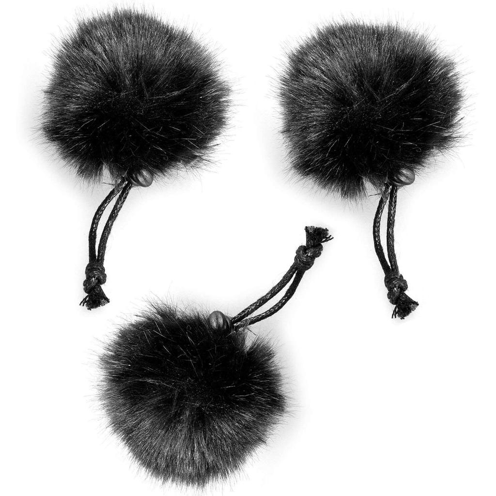 Lapel Microphone Windscreen COMICA Lapel Adjustable Outdoor Fur Mini Microphone Accessory [3-Pack, Black] Windscreen, Anti-Drop, Size, Clip-on