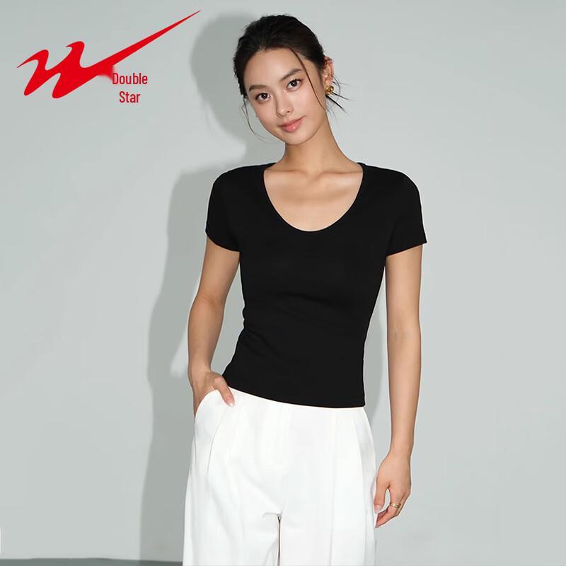 

Women s U-Neck Slim-Fit Short Sleeve Crop Top 2XL