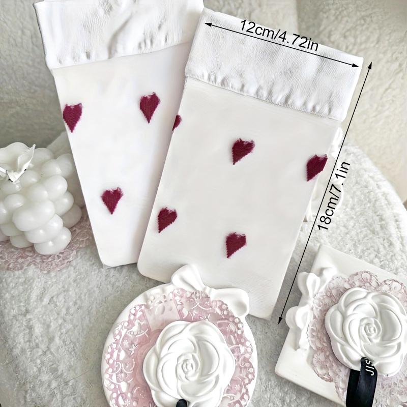 1 Pair Date Look Party Over-the-Knee Socks Valentine's Day Red Heart Pattern Cute One Size Sexy Black/White