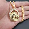 Punk Horse Head Pendants Male Gold Color Stainless Steel Horseshoe Necklace For Men Hip Hop Iced Out Bling Jewelry GIft