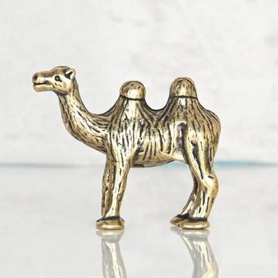 Antique Brass Plated Camel Figurines Miniatures Feng Shui Ornaments Copper Zodiac Animal Desktop Decoration Crafts Living Room