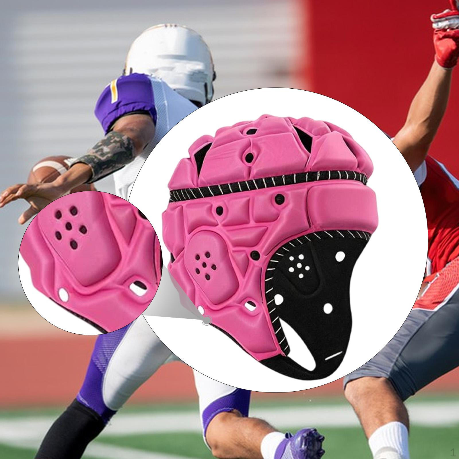 

Rugby Helmet Adult Adjustable Scrum Cap Anti Collision Headgear Sports for Flag Football Pitcher розовый