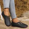 2026 Summer New Soft Leather Flat Flat Casual Single Shoes for Women, Round Head, Shallow Mouth, One Step Stepping Large Women's Shoes