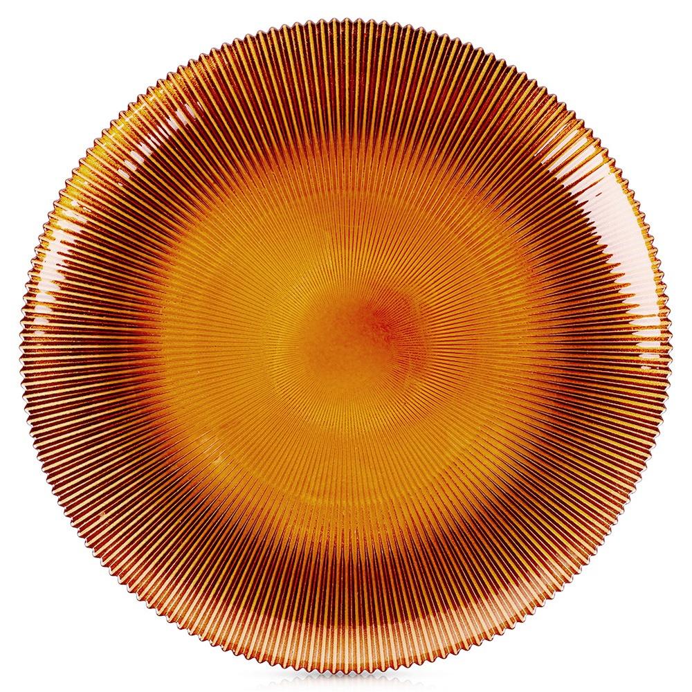 Amber Glass Shallow Dinner Plate 28 Cm