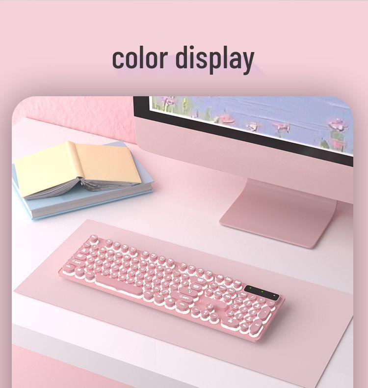 Punk Wired Mechanical Keyboard & Mouse Set with Color-Block Design, Backlit Keys, High Aesthetic, and Enhanced Tactile Feel for Office and Gaming Use