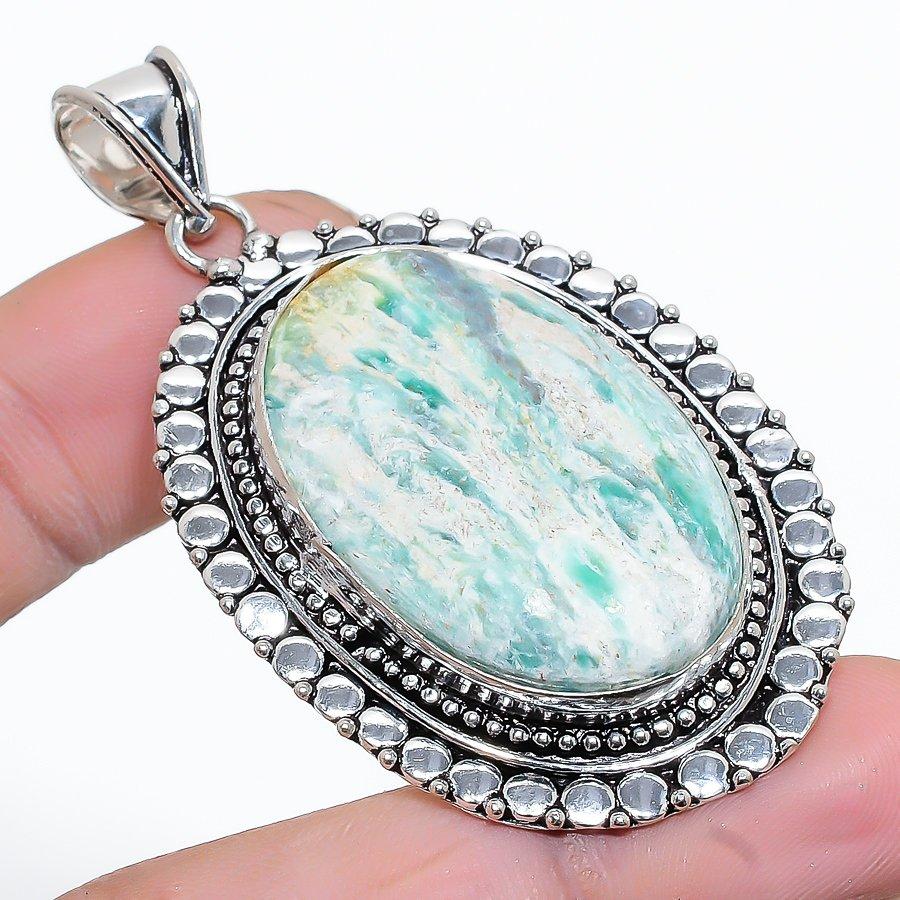 

Этническая ювелирная подвеска ручной работы с амазонитом 2,32 дюйма VR-4164