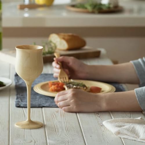 RIVERET Wine Vessels, 200ml, Pair, Bamboo, Dishwasher Safe, White/Brown, RV-113WB