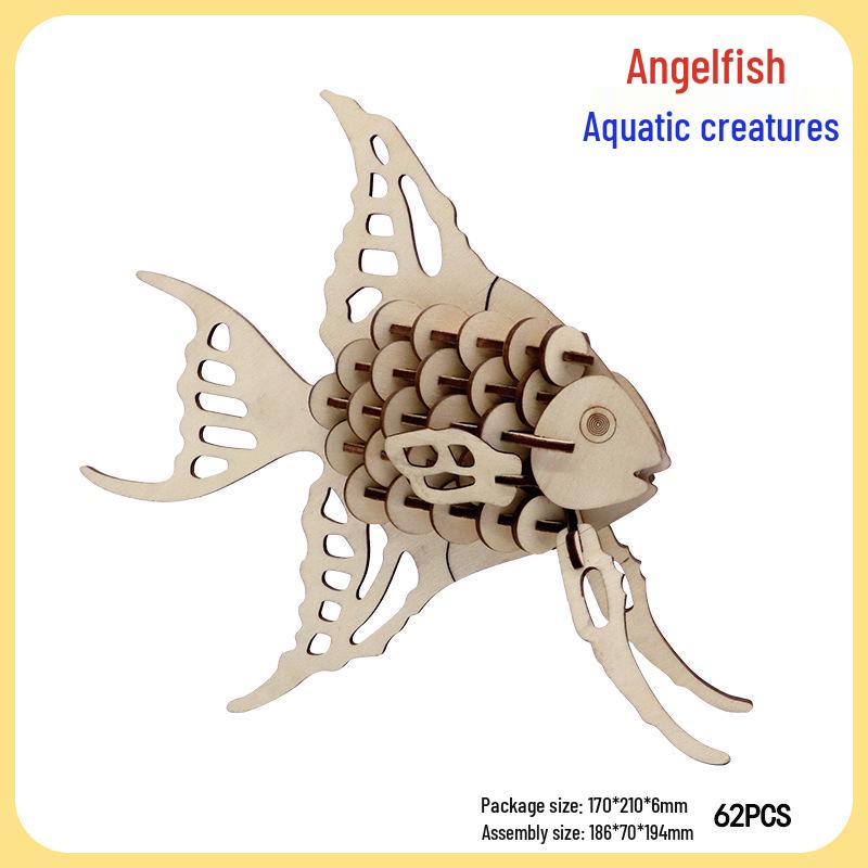 3D Wooden Ocean World Puzzle Animal Model for Children - Handmade Assembly Kit