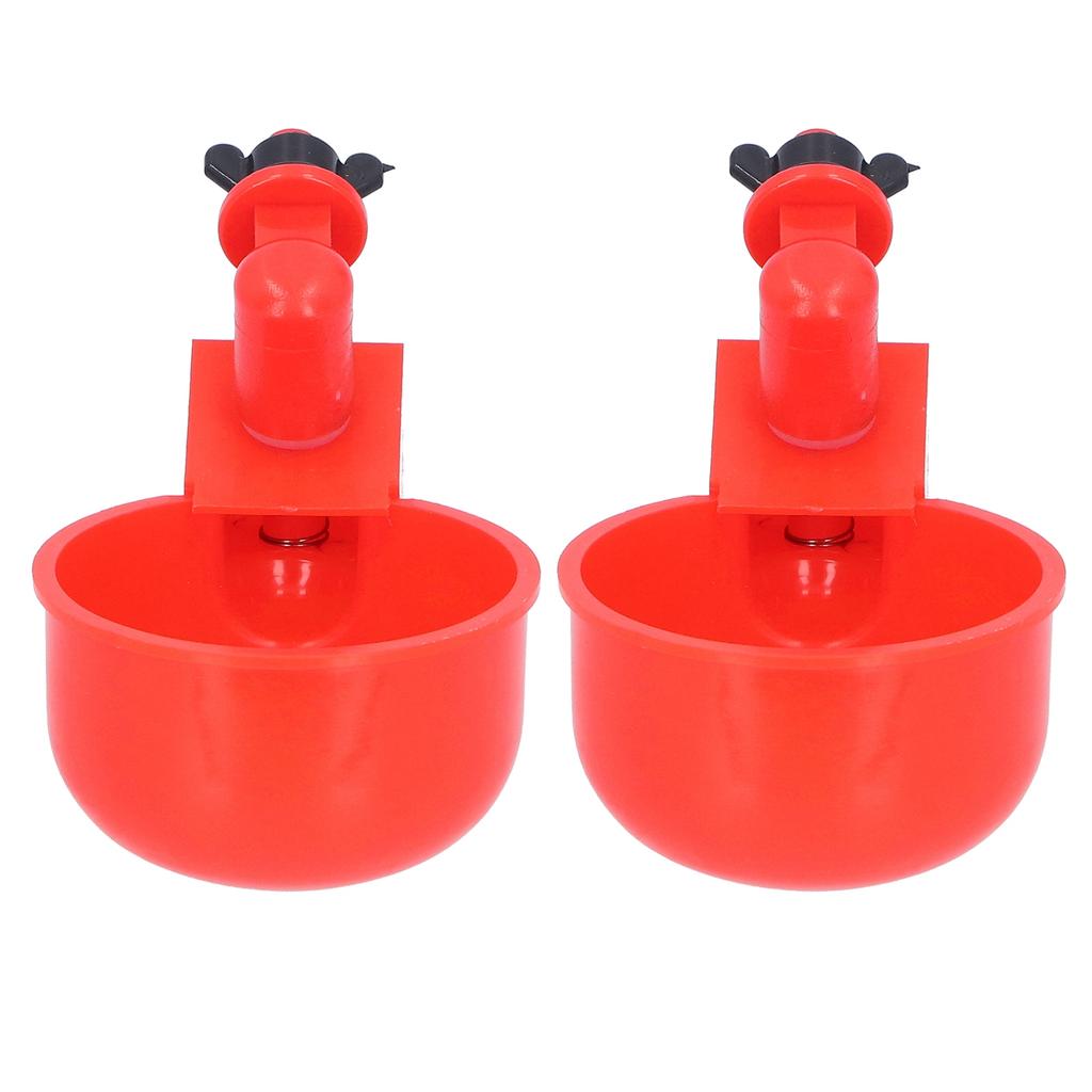 2pcs Automatic Chicken Water Cup Red Plastic Drinking Bowl for Poultry Pigeon Bird