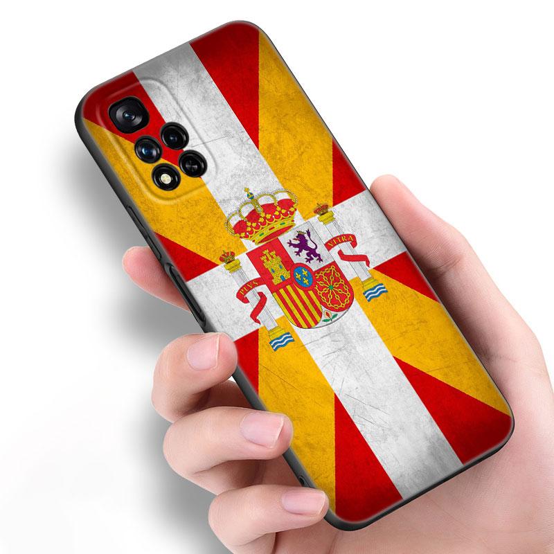Spain Spanish Flag Black Silicone Phone Case For Xiaomi POCO X3 X4 NFC F3 F4 GT F5 M3 M4 M6 X5 X6 Pro 5G C55 C65 M5