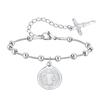 Religious Rosary Bracelets For Women, Holy Saint Benedict Portrait Bar, Stainless Steel No Fade Jewelry