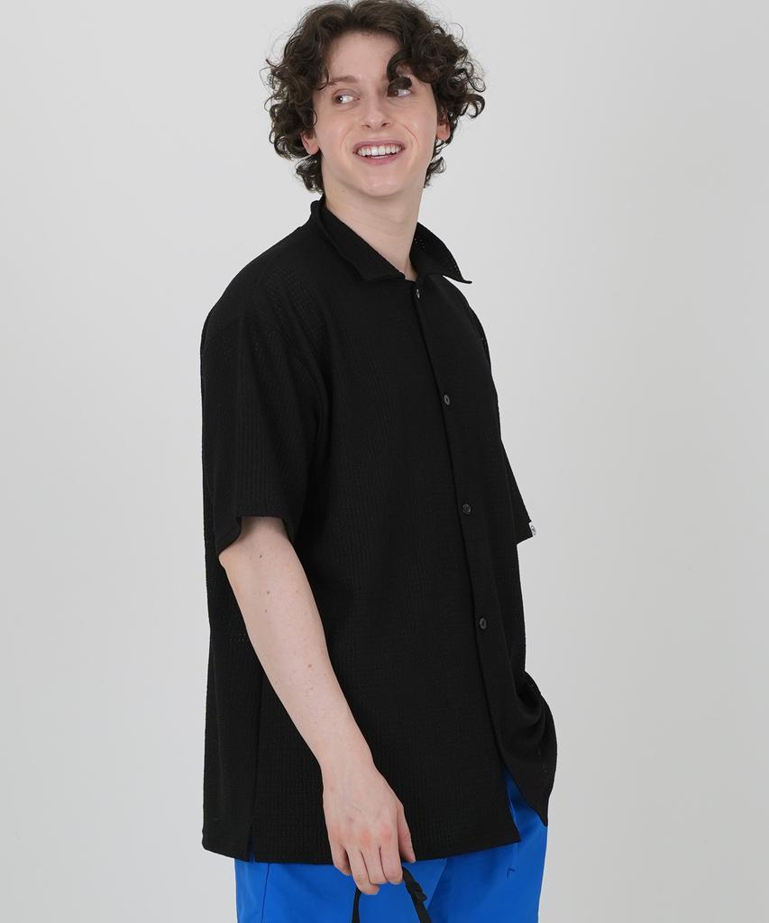 THE-ABON Linen Spandex Oversized Half Shirt Mint